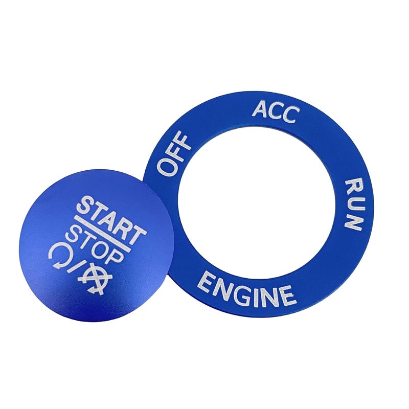 ALETAI Push Start Stop Button Cover Trim for 2015-2021 Dodge Challenger Dodge RAM 1500 Dodge Charger, Aluminum Alloy, Blue - Image 2